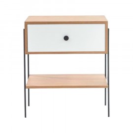 Mesa de Cabeceira Pine Dual Com Gaveta Branco