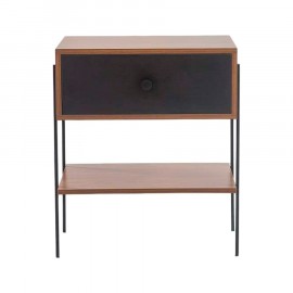 Mesa de Cabeceira Pine Freijó Com Gaveta Preto