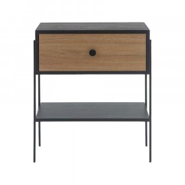 Mesa de Cabeceira Pine Preto Com Gaveta Dual