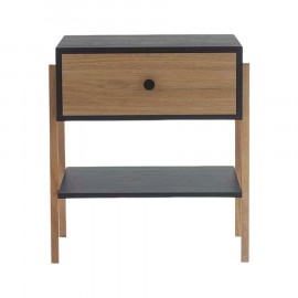Mesa de Cabeceira Pine Preto Com Gaveta Dual