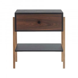 Mesa de Cabeceira Pine Preto Com Gaveta Pau Ferro