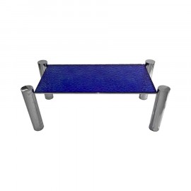Mesa de Centro Tiago Vidro Martelado Azul