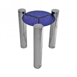 Mesa Lateral Loren Vidro Martelado Azul