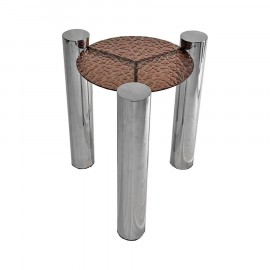 Mesa Lateral Loren Vidro Martelado Vermelho