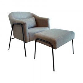 Poltrona e Puff Tokio Tricot Cinza