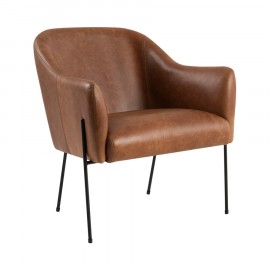 Poltrona Ronda Couro CINZA NATURAL PE ACO ROSE