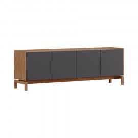 RACK 2 PORTAS 2 GAVETAS METRA TAUARI COM CINZA GRAFITE