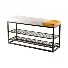 Sapateira Com Banco Sion Duo - Estofado Bouclé com Organizador