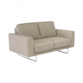 Sofá 2 Lugares Satin em Couro Natural Off White