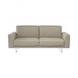 Sofá 3 Lugares Satin em Couro Natural Off White