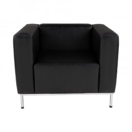Sofá Quadra 1 Lugar Eco Leather Preto