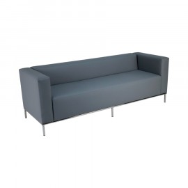Sofá Quadra 3 Lugares Eco Leather Cinza Claro